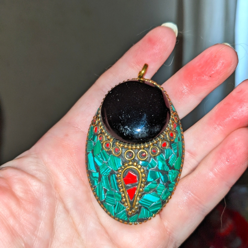 Large Asian Pendant, Not Sterling?